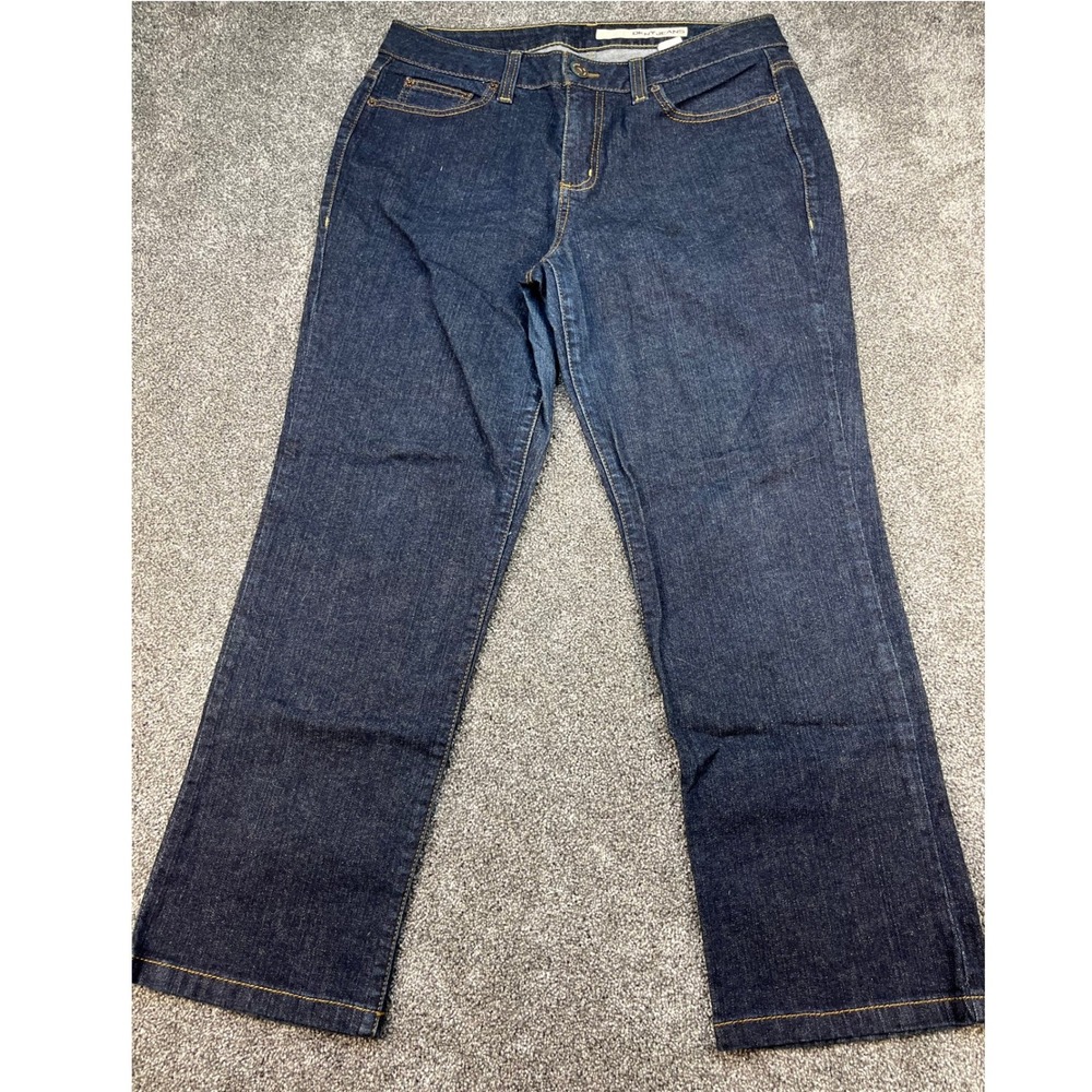DKNY Straight Leg Denim Jeans Women's Size 12 Indigo Dark Wash Style KCMUJI98-RW